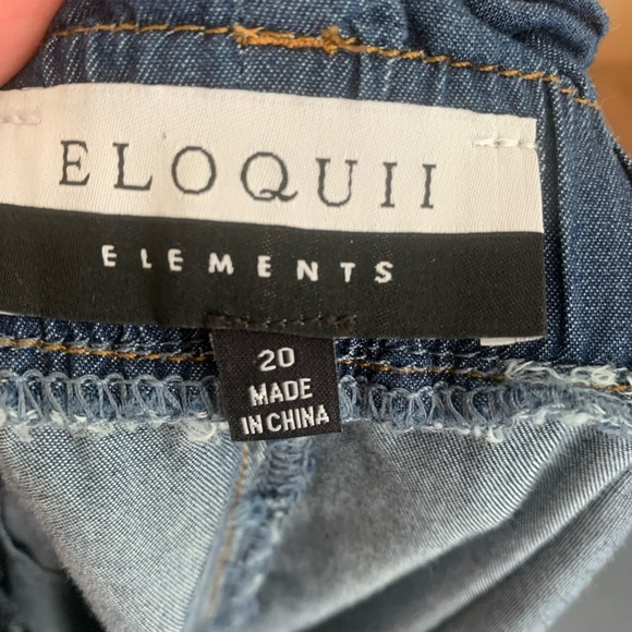 Eloquii size 20 high rise / wide leg -chambray  - cotton blend ankle pants - Picture 7 of 10